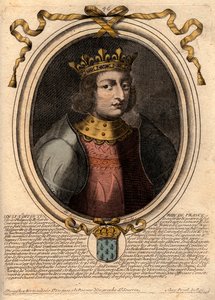 Portrait of Louis X the Hutin (1289 - 1316), King of France - Louis X (1289-1316) the Stubborn, King of France and Navarre - engraving from 