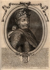Portrait of Philip II dit Philippe Auguste (1165-1223) - Philip Augustus II (1165-1223) King of France - engraving from 