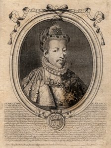 Portrait of the King of France Henry III (1551-1589) - Portrait of Henry III (1551-1589) King of France - Engraving from 