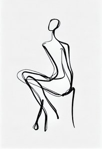 Sitting Woman One Line Drawing Silhouette