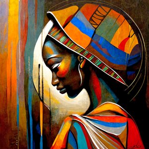 Abstract Art: African Woman in Prayer