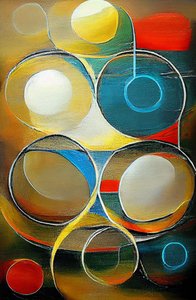 Abstract Multicolored Circular Shape on Canvas, Art Prints