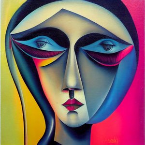 Abstract Surrealism Graffiti, Woman Face