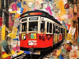 Funicular Train Station Collage Stickers
