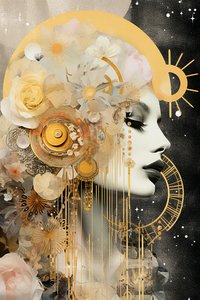 Gold & Pastel Coloring New Moon in Virgo