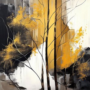 Golden Abstract Forest in Autumn