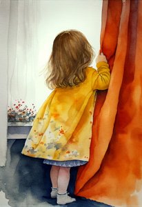 Little Girl Playing Hide