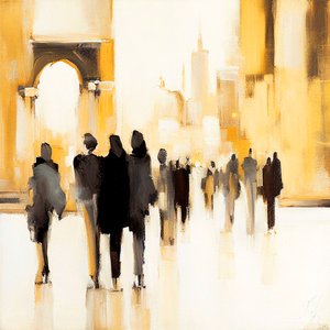Urban Life: Abstract Impressionist Silhouette by F. Abderrahim