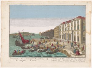 View of the Town Hall and the Harbor in Marseille by familie Remondini (attributed to)