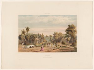 Slave Quarters on a Plantation, Slave Camp, Suriname. A Plantation Slave Camp by jonkheer Jacob Eduard van Heemskerck
