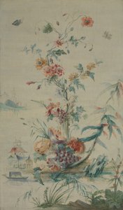 Flowers and Chinoiserie, 18th century by late 18th century . French Painter