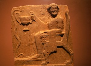 Stele with relief depicting deities and snakes, from Sparta, Greece by Theodore Charles Ange Coquelin