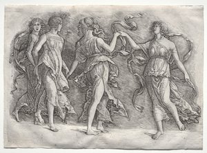 Four Dancing Muses by probably by the so called Premier Engraver