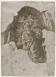 Virgin and Child in the Grotto by probably by the so called Premier Engraver