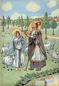History of France. Scene of the Life of Sainte Genevieve with Toys: The Bishop Saint Germain d