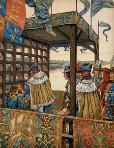 History of France in the Middle Ages: meeting between the King of France Louis XI and Edward IV of England at Picquigny for the signing of a seven-year truce on August 29