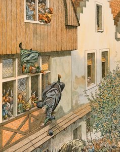 History of Belgium: The Defenestration of the Patrician Echevins of Leuven in 1419 by pseudonym for Onfray de Breville Jacques Job