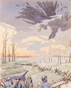 The 75 cannon (allegory of the 75 cannon shooting the German eagle during the First World War) by pseudonym for Onfray de Breville Jacques Job