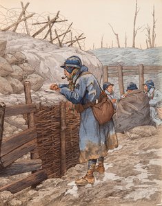 The Letter of the Soldier in a Trench Writing to His Family During the First World War by pseudonym for Onfray de Breville Jacques Job