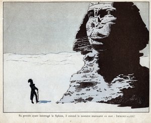 Napoleon studying the Sphinx in Egypt (lithograph by Job from Le Grand Napoleon des Petites Enfants)