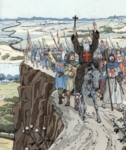 Peter the Hermit led the First Crusade (1096) with the cry of 