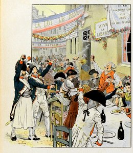 Revolutionary banquet after the capture of the Bastille. Illustration by Job for the book La Tour d