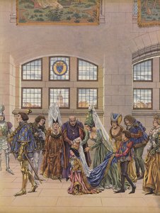 The Three Year-Old Margaret of Austria Arriving to Be Presented to the Dauphin Charles, Son of King Louis XI of France, as His Prospective Bride by pseudonym for Onfray de Breville Jacques Job