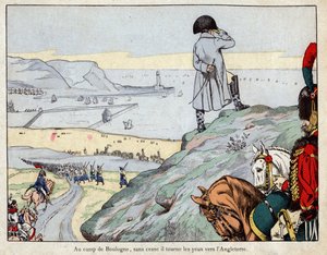 Project of Attack of England by English Army Led by Napoleon from Boulogne-sur-Mer Camp in March 1803 - Lithograph by Job