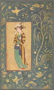 Youth Holding a Pomegranate by style of Riza yi Abbasi