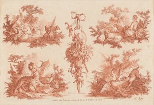 Two Pastoral Vignettes, Two Hunting Vignettes, and a Trophy