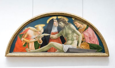 St Mary Magdalen, the Virgin Mary and St John the Evangelist Mourning the Dead Christ by (1374 c.1420) Lorenzo da Sanseverino