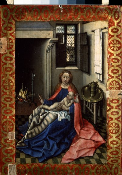 The Virgin and the Child by a Fireplace (right panel of a diptych) by Master of Flémalle