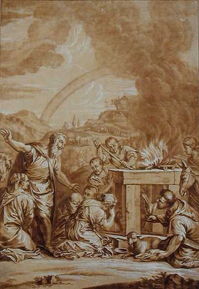 Noah after the Flood, engraved by Elishah Kirkhall by Veronese
