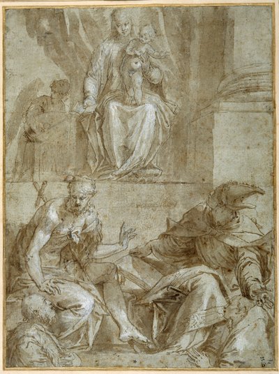 Virgin and Child Enthroned with Saints John the Baptist, c.1548 by Veronese