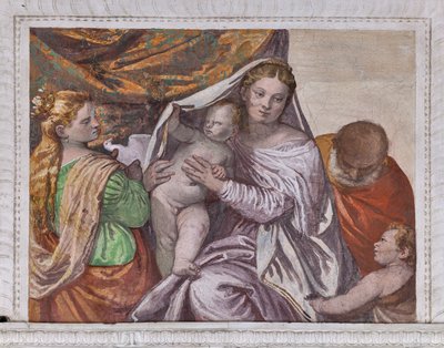 Madonna with Infant Jesus and St. Catherine offering a dove to Jesus (detail) by Veronese