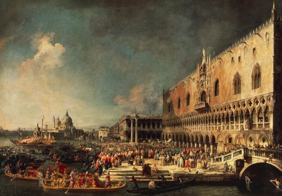 The arrival of the French Ambassador in Venice by (1697 1768) Canaletto