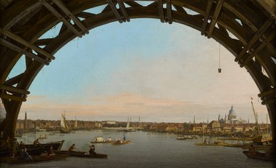 London, a view of the city from beneath Westminster bridge by Canaletto