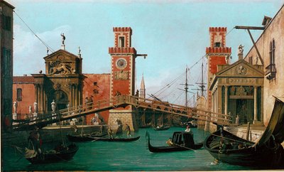 The Arsenal Bridge in Venice. Painting by Giovanni Antonio Canal called the Canaletto (1697-1768) 1730-1731 by Canaletto