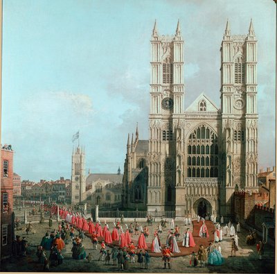 View of Westminster Abbey and the Procession of the Knights of the Order of Bath. Painting by Giovanni Antonio Canal known as The Canaletto (1697-1768) 1749 by Canaletto