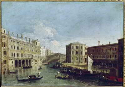View of Canal Grande and Rialto, on the Left the Fondaco dei Tedeschi by Canaletto