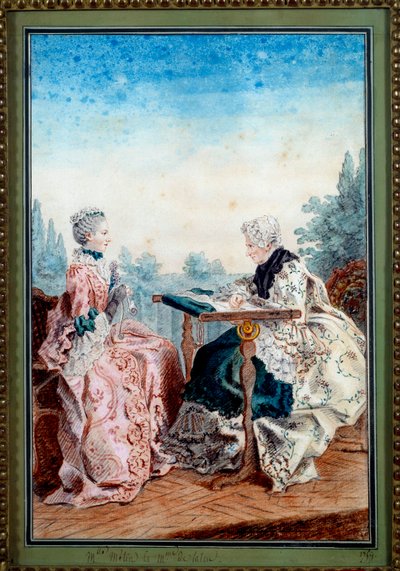 Mademoiselle Melin and Mademoiselle de Laleu Doing Watercolour Tapestry by Carmontelle