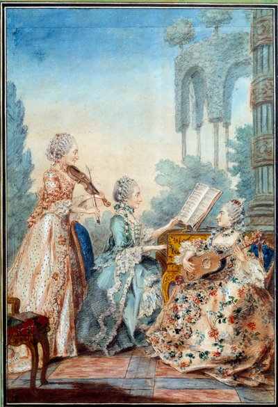 The three daughters of the composer Joseph Nicolas Pancrace Royer performing the score of the ballet Zaide by Carmontelle