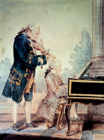 Wolfgang Amadeus Mozart as a Child Playing Piano with His Father Leopold by Carmontelle