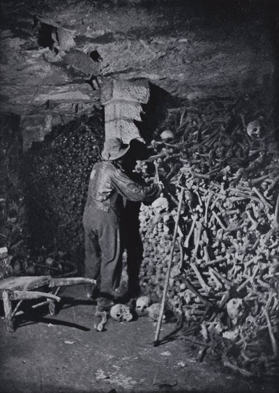 In the Catacombs of Paris (b/w photo) by Nadar