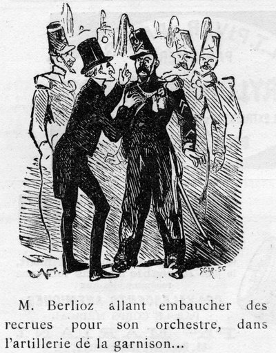 Cartoon on the work of Berlioz designed by Nadar in 1856 for the Journal pour rire by Nadar