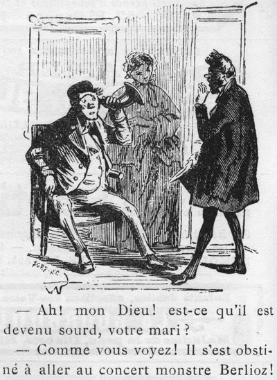 Cartoon on the work of Hector Berlioz designed by Nadar in 1856 for the Journal pour rire by Nadar
