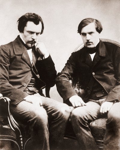 The brothers Edmond de Goncourt (1822-1896) and Jules de Goncourt (1830-1870) literary critics and French writers, photo by Gaspard Felix Tournachon dit Felix Nadar (1820-1910) circa 1855 by Nadar