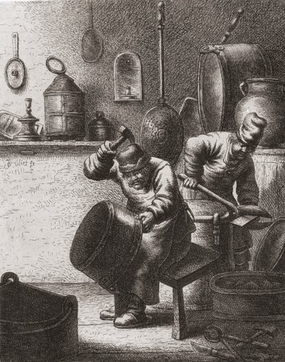 Coppersmiths at Work in the 17th Century by (after) Dutch School