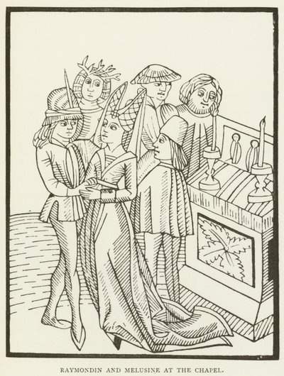 Raymondin and Melusine at the chapel by (after) English School