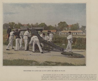 Lowering a 95 Cannon from a Siege Carriage and Placing It by (after) French Photographer